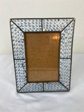 Pier 1 Beaded Blue Wire Photo Frame Vintage handmade India 4x6